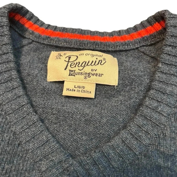 Penguin Blue Lambswool Knit Sweater Size Large - Picture 2 of 6